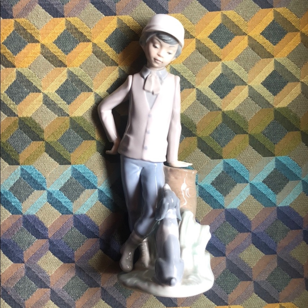 Lladro Boy with Dog Mutual Contemplation